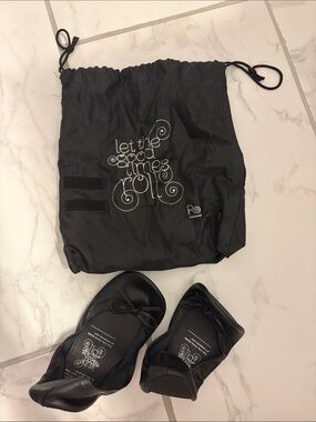 Rollasole Black Bow Ballet Flats - Fits US Size 7.5-8.5